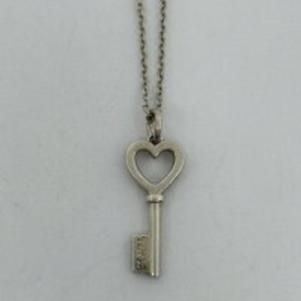 Tiffany Co Heart Key Necklace Pendant Sterling Silver